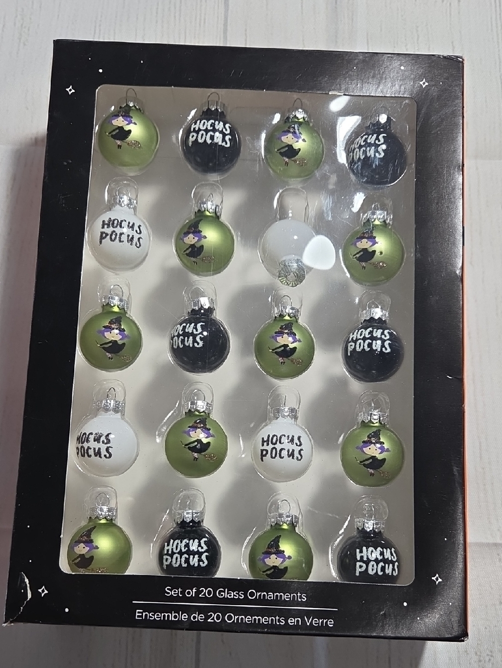 Hocus Pocus Halloween Glass Ornament Set
